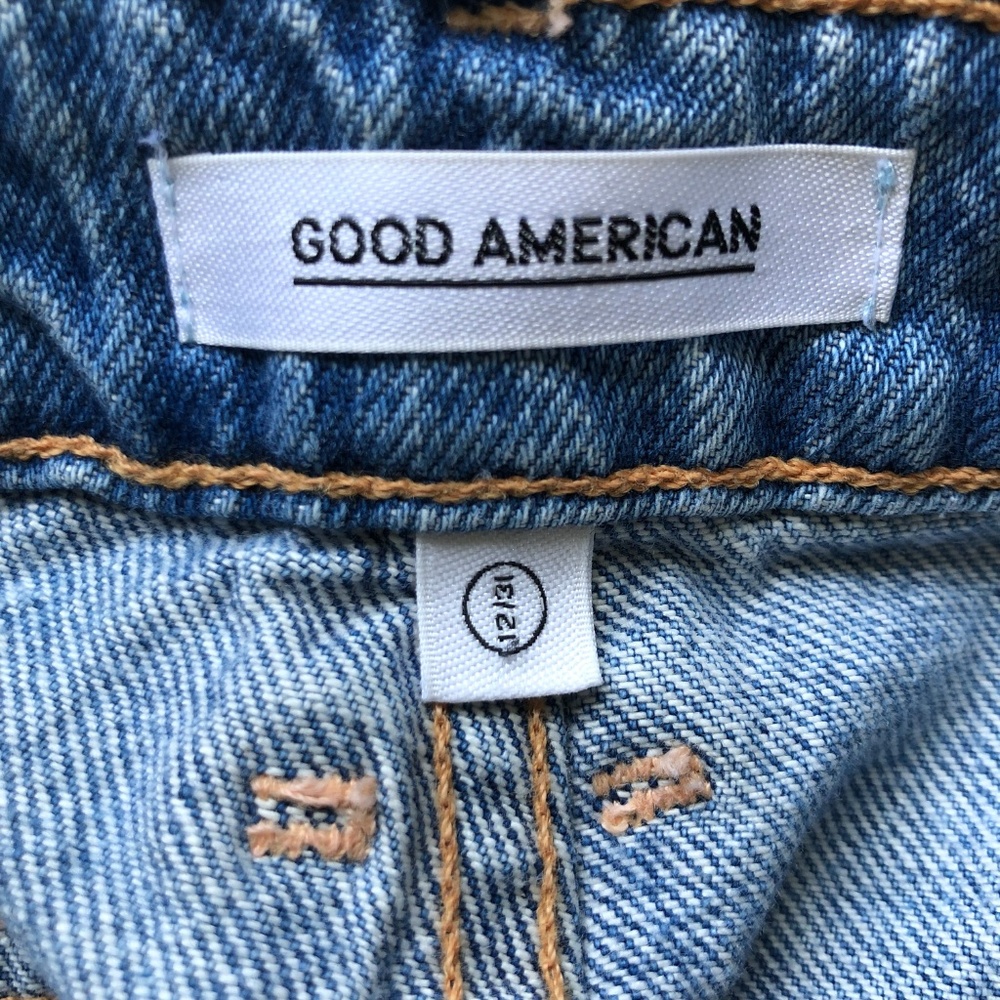 Good American Pom Pom Denim Mini Jean Skirt - Picture 7 of 8